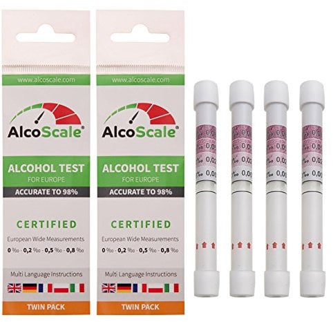 POWERHAUS24 AlcoScale - 4 Alkoholtester für Europa (DE, FR, IT, GB, PL) - 2 x Twin Pack