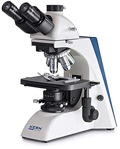 KERN Optics Durchlicht-Labormikroskop, Trinokular Tubus, Infinity, Weiß/Schwarz, 4x/10x/30x/40x/100x Objektiv, 3W LED, Durchgestrah