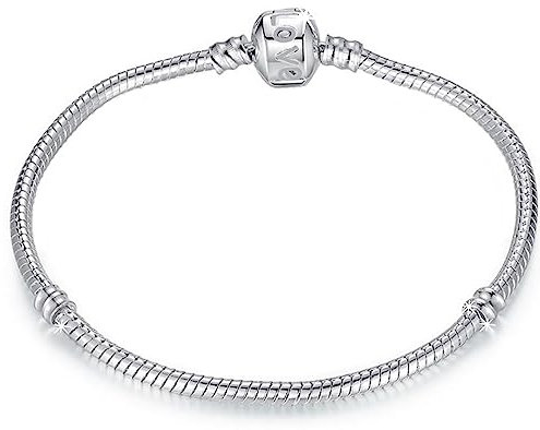 RKC Jewelz 21cm Silver Plated Pandora style Snake chain CHARM BRACELETS For Women Girls