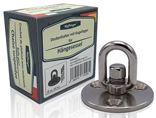 KLIFFHÄNGER Sedia sospesa per Gancio per soffitto Suspension in Acciaio Inox con Cuscinetti a Sfera | Diverse varietà (Acciaio Inossidabile, Fino a 180 kg)