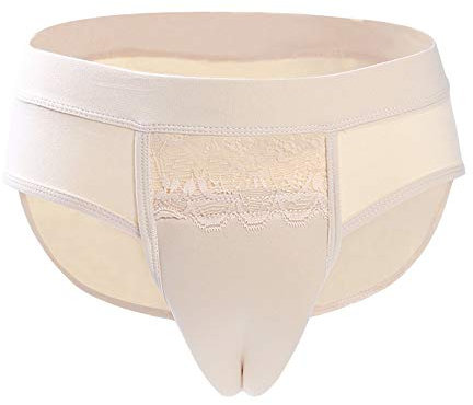 BaronHong Crossdresser Transvestite Männer verstecken Gaff Panty Shaping Brief mit Gesäß Pads (Nude-Silikon, L)