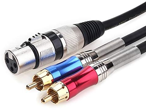 Tisino XLR Female to Dual Phono RCA Plug Y Splitter Cable Duplicator Lead Adapter(1 XLR to 2 RCA)-50cm