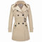 FARVALUE Zweireihiger Damen-Trenchcoat, wasserabweisend, Windbreaker, klassischer Reversmantel mit Gürtel, A-Khaki, M