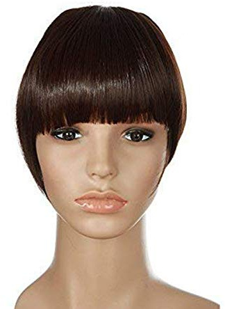 Clip In Bangs One Piece Hair Extensions Fake False Clip In Fringe Hair Piece Clip On Front Hair Bangs Fringe Cute - Medium Brown