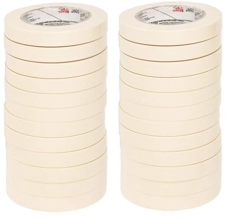 3M Highland Economy Masking Tape, 3/4 inch x 60 Yards – General Purpose Crepe Paper Tape for Bundling, Sealing, and Light-Duty Applications, Pack of 24