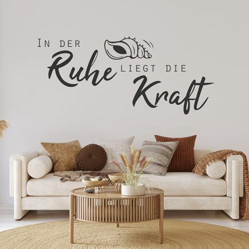 tjapalo® a20 Wohnzimmer Wandtattoos modern Wandaufkleber Büro Sprüche Wandspruch Wandtattoo in der Ruhe liegt die Kraft Wandattoo Spruch Wandtattoo Wohnzimmer, Farbe: Schwarz, Größe: B140xH58