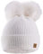 MFAZ Morefaz Ltd Damen Winter Beanie Strickmütze Mütze Doppelt Bommel Pom Pom Wurm SKI Mütze (White)