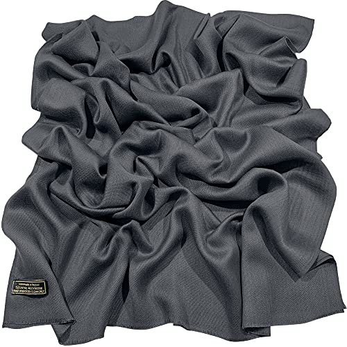 CJ Apparel Dunkelgrau Normallack Design Nepalesischer Fransenschal Schal Stola Wrap Pashmina NEU