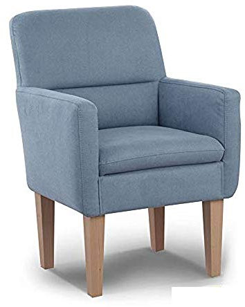 CAVADORE Diningsessel Kira / Polstersessel für Küche, Esszimmer oder Wohnküche / Passend zur Küchengarnitur Kira / Leichte Fleckenentfernung dank Soft Clean / 66 x 96 x 71 / Flachgewebe: Hellblau
