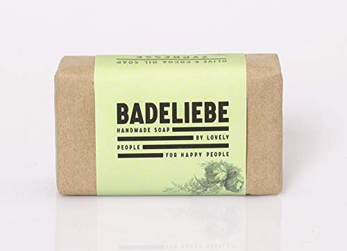 BADELIEBE Hartes Seifenstück mit Zypresse, Oliven- & Kokosnuss-Öl – 115 g vegane Hartseife als Seifenbasis für Hände, Gesicht & Körper – Frei von Palmöl und Tierversuchen