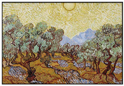 Panorama Gerahmtes Poster Van Gogh Olivenbäume 30x21 cm - Gedruckt auf Starres Poster - Enthält Rahmen - Moderne Bilder Wohnzimmer - Schlafzimmer