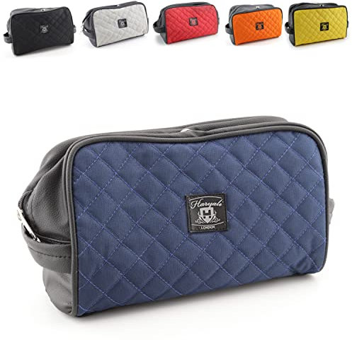 Haryali London Grande Trousse de Toilette en Cuir résistant à l'eau pour Homme, Trousse de Toilette de Voyage, Trousse de Rasage, Trousse de Toilette, Organisateur de Maquillage, Bleu, Trousse de
