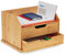 Relaxdays Schreibtisch-Organizer, 2 Schubladen, Büro, Ablage für Briefe & Dokumente, HBT 24 x 36 x 28 cm, Bambus, natur, Farbe - Hellbraun