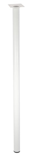 WAGNER Möbelbein/Tischbein/Möbelfuß Classic Retro - Ø 30 x 700 mm, integrierte Anschraubplatte 60 x 60 mm, Innengewinde Ø 10 mm, Stahl pulverbeschichtet weiß- 12167001