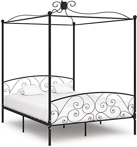 INLIFE Himmelbett-Gestell Schwarz Metall 180 x 200 cm