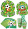 PHOGARY 84-teiliges Fußball Partygeschirr Set für 16 Gäste, Fussball Deko Geburtstag Kinder mit Pappteller Kindergeburtstag, Tassen, Servietten Strohhalme für Kinder World Cup Fußball Party Deko