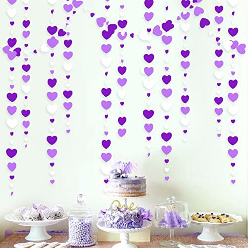 Lavande Amour Coeur Guirlande Violet et Blanc Suspendu Streamer Bannière pour Anniversaire Fête des Mères Saint Valentin Anniversaire Fiançailles Mariage Nuptiale Lilas Décorations De Fête Fournitures