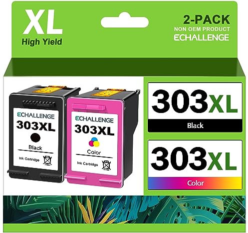 ECHALLENGE 303XL 303 Kompatibel für hp 303 druckerpatronen Multipack für HP officejet pro 6230 patronen Envy Photo 7830 6230 6232 6220 6234 7134 7130 6222 6255 658 (Black, Colour)