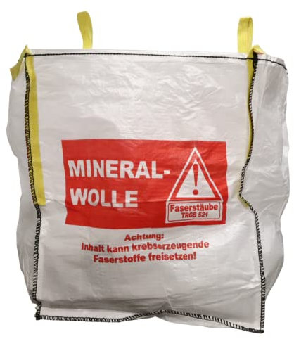 Lacers Big Bags | 5 Stück mit 4 Schlaufen | Traglast - 150 Kilogramm | Mineralwolle, MIWO | Schüttgutbehälter, Transportsack, Entsorgungssack | 90x90x110 cm