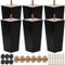 TCHOSUZ 4 Inch / 10 cm Wooden Furniture Legs, Set of 6 Solid Wood Mid-Century Modern Pyramid Replacement Feets with M8 Hanger Bolt & Rubber Floor Protectors for DIY Ottoman TV Stand Black