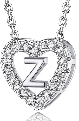 MomentWish Kette mit Buchstaben, Halskette Damen Silber 925 Moissanit Diamant für Frauen Schmuck mit Anhänger Buchstabe Z