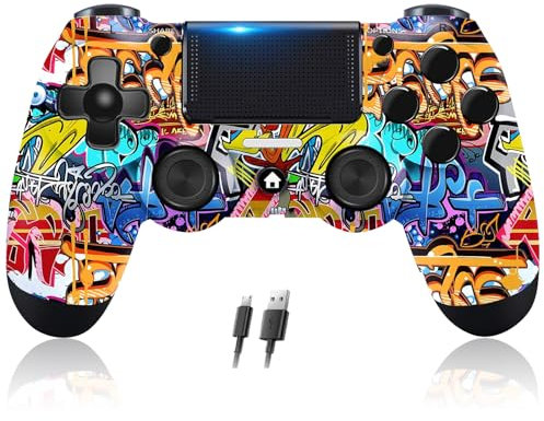 Controller Kompatibel mit PS-4,Wireless Joystick Controller Kompatibel mit PS-4/Pro/Slim/PC,Integrierte 600 mAh Batterie mit Doppelt Vibrationssensor/6 Achse