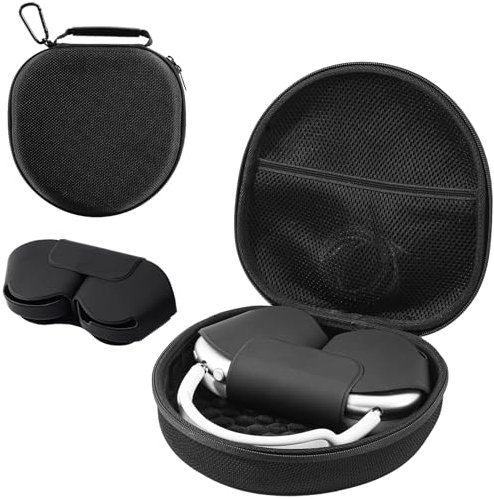 ProCase Hartschalen Kopfhörer Etui für Apple AirPods Max mit Magnetic Auto Schlafmodus Hülle, Neue AirPods Max Schützende Tragbare Tragetasche Aufbewahrungstasche -Schwarz