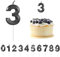 Schwarze 3D Geburtstagskerzen Mit Zahlen - 5 Cm Nummer Kerzen für Torte, Tortendeko für Jahrestag Partys - Nummer 3