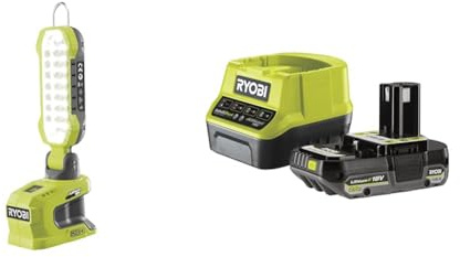 Ryobi - Lampe baladeuse LED 18V - 3 intensités - 900/600 / 100 Lumens- 1 batterie 2Ah et 1 chargeur rapide