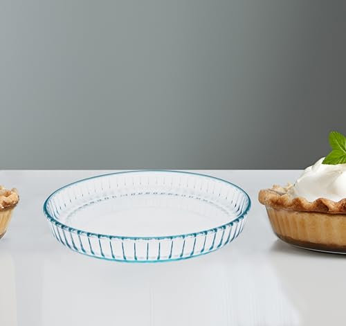 RONDURE Glass Pie Pan for Baking - 10 Pie Dish Oven Pie Plates- Perfect for Pies, Quiches and Casseroles Roasting Pan for Oven, 9 INCH