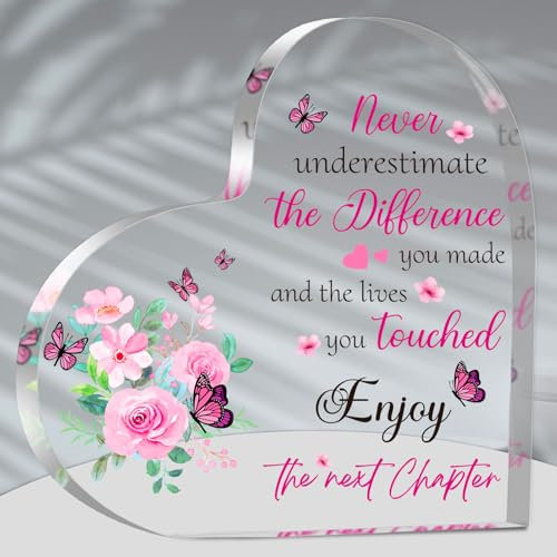 Regalos Jubilación Placa Acrilica, Mujeres Regalos Despedida Trabajo, Nunca Subestimes la Diferencia que Hiciste Recuerdo, Regalo Inspirador para Colegas Líder Maestra Jubilada Enfermera Mamá Abuela