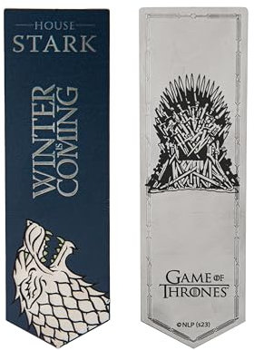 Cinereplicas Game of Thrones - Marque-Page métalique Stark et Targaryen 14x4cm - Licence Officielle (Stark)