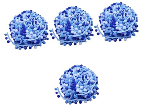 COHEALI 4 Stück 5 Miniaturdekoration Mini-Pom-Pom-Bänder Pelzknäuel weißer Kranz DIY Pompons Schleife Girlande Ballfransenbesatz Kugel trimmen Krawatte Bommel Mini-Kugel schmücken Zubehör