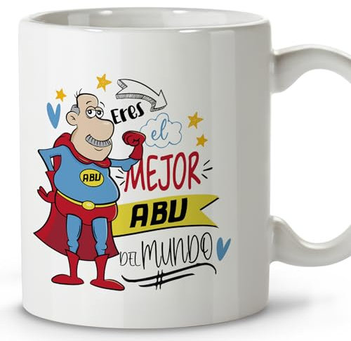 LolaPix Super Abuelo. Tazas originales para regalar. Regalo abuelo. Regalos para abuelos. Taza cerámica 330 ml.