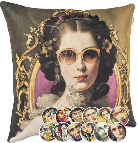 Kissenbezug Dekokissen Gobelin Kissen Sofakissen Kissenbezüge Kissenhülle Zierkissen Pop Art Motiv beidseitig Bedruckt Isabella 40x40cm ohne Füllung