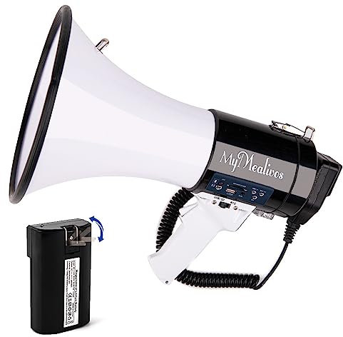 BFDTY Mégaphone Mégaphone Portable mégaphone Haut-Parleur avec et Sangle Haut-Parleur Bluetooth Noir sirène mégaphone avec Batterie pour Sports intérieurs et extérieurs, réponse d'urgence