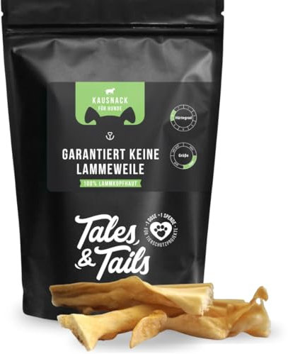 Tales&Tails - Garantiert Keine Lammeweile - 100% Lammkopfhaut - Kauartikel für Hunde - 500g