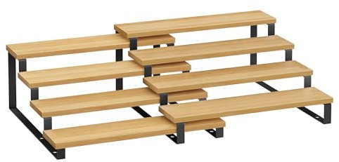 SONGMICS Gewürzregale, Küchenregale stehend, Küchen-Organizer, 2er Set, Holzwerkstoff, je 4 Ablagen, ausziehbar, stapelbar, für Speisekammer, Arbeitsplatte, naturbeige-tintenschwarz KCS216N01