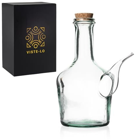 Artisan Glass Barrel. Glass Wine Porron 1000 ml. Spicy oil dressing container. Beer Barrel. Oil and beer dispenser 0.5 l. Made in Spain. 100% Recycled glass.