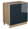 Vicco Meuble Bas sous-évier Fame-Line, Bleu foncé Brillant/Chêne de Force doré, 80 cm avec étagère, sans Plan de Travail