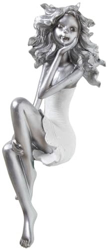 Alexandra House Living Dekofigur, silberfarben, Kunststoff, Mädchen, 13 x 15 x 37 cm