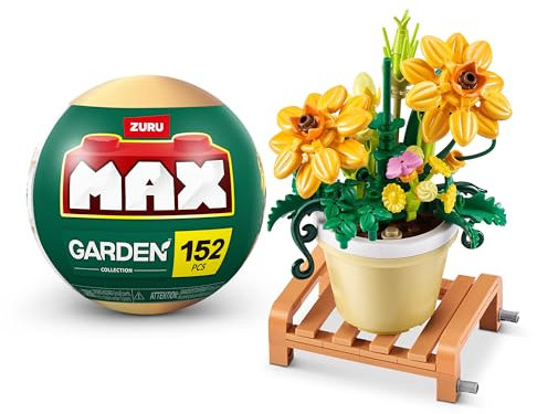 Colección de Bloques de construcción MAX Premium Garden (Cosmos Sulphureus, 1 cápsula) de ZURU (hasta 233 Piezas; 6 diseños para coleccionar).
