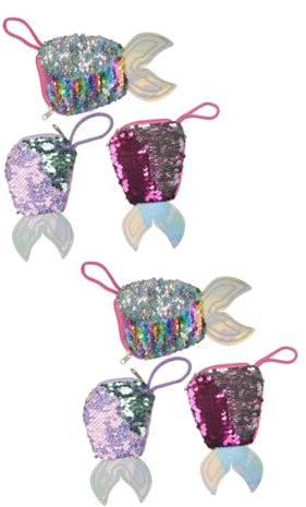 GALPADA 6stücke Geldbörse Mit Meerjungfrau Pailletten Glitzernde Sequin Geldbörse Für Mädchen Für Geburtstagsfeiern Weihnachten Und Kleine