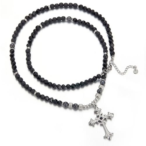 Dazylleco Lange Perlenkette Herren Halskette Perlen Schwarz Braun Lang Modeschmuck Kette Lang Geburtstagsgeschenk für Ihn(24021-1)