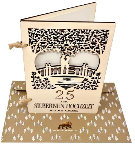 Woodland Mail Ewige Liebe: Holz-Jubiläumskarte zur Silberhochzeit für 25 gemeinsame Jahre