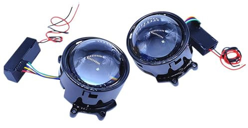 USB Devil Eye Scheinwerfer - 2024 Dynamische LED Scheinwerfer mit Einstellbaren Mustern, 12V LED Projektorlinse für Universal Auto Nachrüstung, Smartphone gesteuert