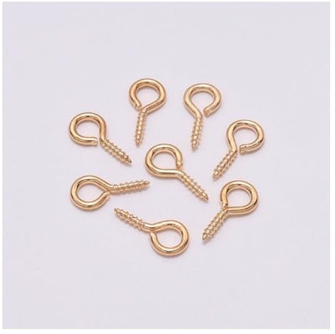Wisafory 200 pezzi viti occhio perni a vite autofilettanti mini viti a occhiello gancio per viti per occhi in legno sughero top bottiglie fai da te gioielli KC oro 5,5 x 12 mm