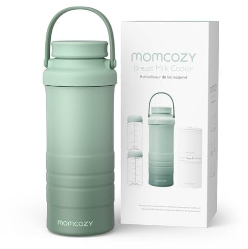 Momcozy Tragbarer Muttermilchkühler für draußen (628 ml), 360°- langzeitige Gesamtkühlung, großer Reise-Muttermilchkühler mit 2 Babyflaschen zur Aufbewahrung von Muttermilch, Stillutensilien