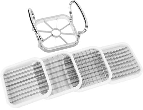 Cortador de patatas 5 en 1 de acero inoxidable, fácil de limpiar, cortador de frutas multifuncional con cortador alternativo para frutas, verduras, utensilios de cocina