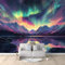 Tapete Fototapete Fantasie Nordlichter Berge, 200 x 140 cm Vlies Tapeten Moderne Wandtapete Wohnzimmer Schlafzimmer Bunt Tapete ideal für Küche und verschiedene Räume